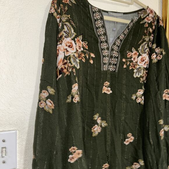 Daniel Rainn Floral Women Woven Long Sleeve Blouse Size 2X NWT $80 - Picture 2 of 5